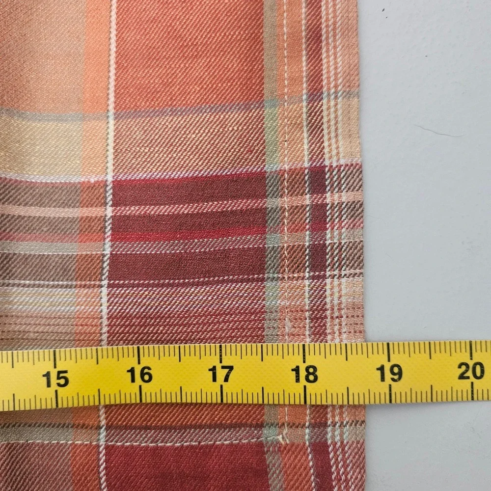 Pottery Barn Newton Plaid Napkins Set of 4 Cotton Linen Orange Fall Rustic 19x19